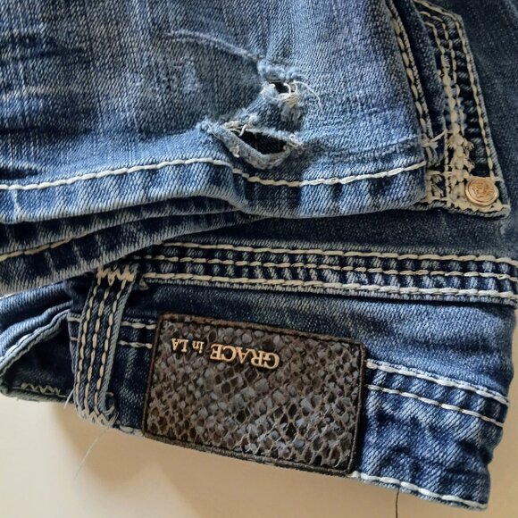 Grace in L.A. Distressed Jeans Set of 2 GUC Size 28 x 32 - Picture 12 of 12